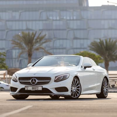 White Mercedes S500 Coupe
